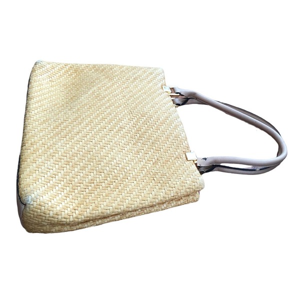 ADRIENNE VITTADINI BROWN HOBO WOVEN TOTE ￼STRAW Shoulder Handbag Purse - Picture 8 of 9